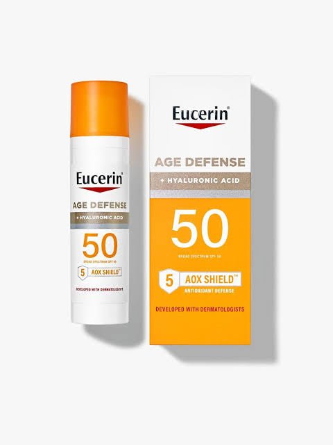 Eucerin, Age Defense, Lightweight Sunscreen Lotion For Face, SPF 50, Fragrance Free, 2.5 fl oz (75 ml)