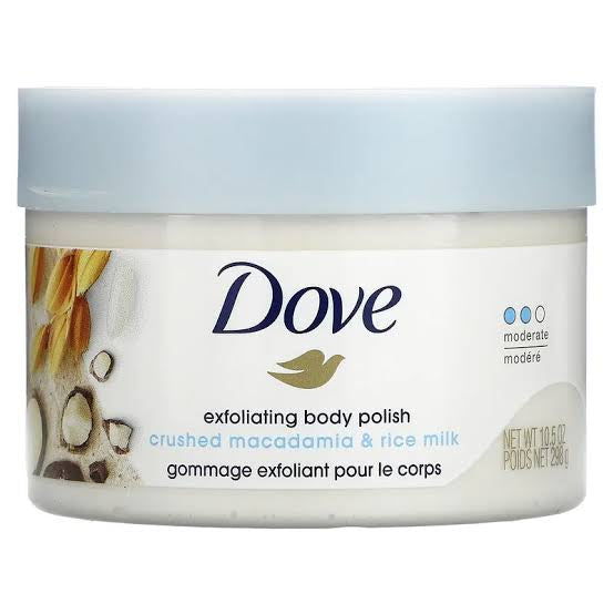 Dove, Body Scrub, Crushed Macadamia &
Rice Milk, 10.5 oz (298 g)