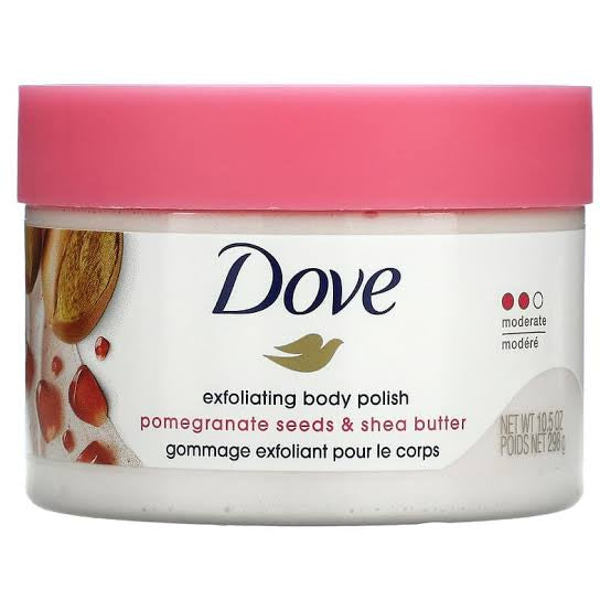 Dove, Exfoliating Body Polish,
Pomegranate Seeds & Shea Butter,
Moderate, 10.5 oz (298 g)