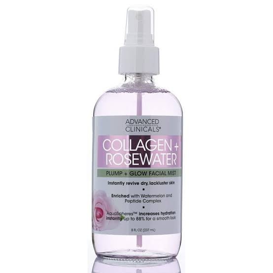 Advanced Clinicals, Collagen + Rosewater, Plump + Glow Facial Mist, 8 fl oz (237 ml)