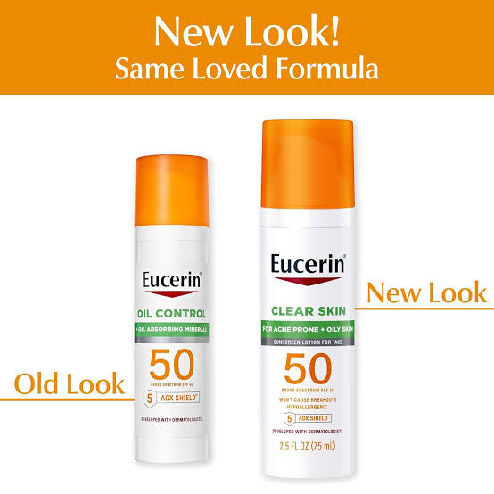 Eucerin, Clear Skin, Lightweight Sunscreen Lotion for Face, SPF 50, Fragrance Free, 2.5 fl oz (75 ml)