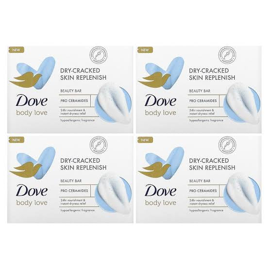 Dove, Body Love, Beauty Bar Soap, Dry-Cracked Skin Replenish, 2 Bars, 3.75 oz (106g) Each