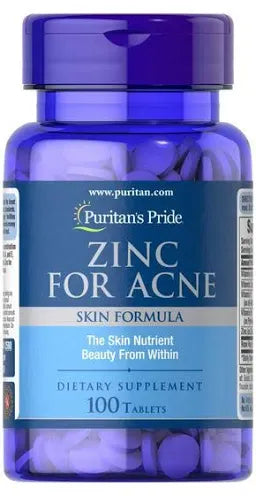 PURITAN'S PRIDE Zinc for Acne - Skin Formula - 100 TABLETS