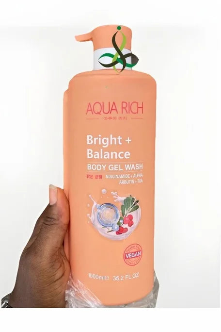 Aqua Rich Bright + Balance Body Gel Wash 1000ml ( Niacinamide & Alpha Arbutin)