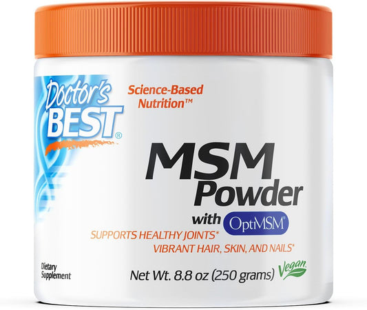 Doctor's Best MSM Powder with OptiMSM, Non-GMO, Vegan, Gluten Free, Soy Free, 250 Grams